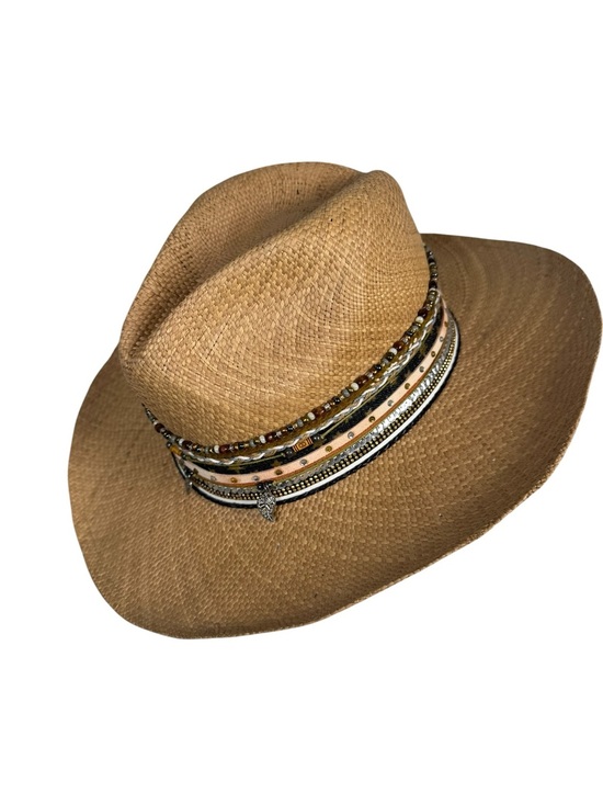 Liliana Gonzalez Handmade Colombian Straw Cowboy Hat Boho Western Beaded main image 7